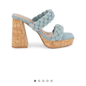 BCBGeneration Braided Cork Heel Mules - Blue